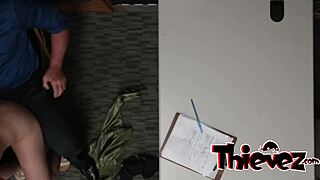 Busted babe with a tiny pair of knocks taking a hefty in the ass and in the mouth in HD clip