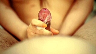 Asian babe makes her cum on my hand