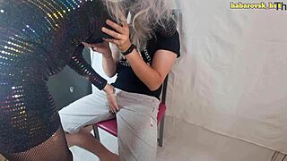 Hot MILF stripping her pretty dress off and getting the dick in her ass and cumpumped