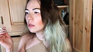 modest stepsister enjoys a cigarette quietly