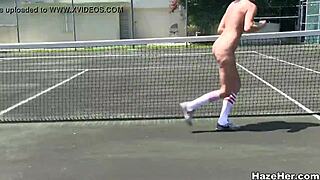 The sorority amateurs faced a challenging hazing ritual on the college tennis court