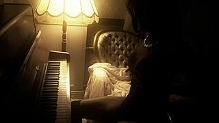 Sexy Teen 18+ Beauty Masturbates While Playing Piano in Stockings