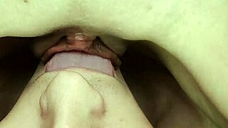 Wet Shaved Pussy Glides Over Man's Tongue in Femdom Play