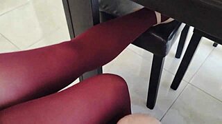 Blonde With Big Tits In Pantyhose Gets Handjob