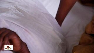 I watch the ebony groupie bend over for doggystyle in bed.