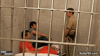 Horny Gays Threesome Fuck in Prison Office