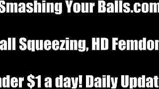 Humiliating little bitches in femdom ball kicking and rough bdsm fetish