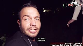 Intense street sex at night with skinny hooker and german pro pimp agent