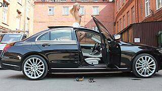 girl in white shorts shows ass outdoors