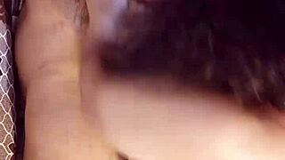 Detailed fingering of her boyfriend's asshole while masturbating, focusing on his ass and boobs