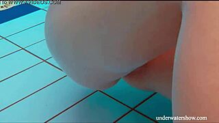 shaved cutie nata szilva plays mermaid in bikini at the pool and beach