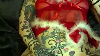 Tattooed Milf Fingers Clit To Orgasm On Christmas!