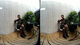 young 18+ girl smoking topless in leather skirt