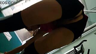 Flashing Hairy Pussy in Special Sport Pants at Gym Outdoors