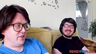 Busty Amateur Sucks Nerd's Cock Deep