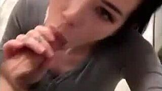 Deepthroat blowjob with best friend leads to cum on face