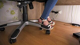 Spying on Sexy Secretary Teasing Hot Feet in Heels Under Desk