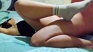 horny bunny costume girl gets anal from stepbrother at halloween party. amateurs film the homemade fun with her petite pussy and ass.