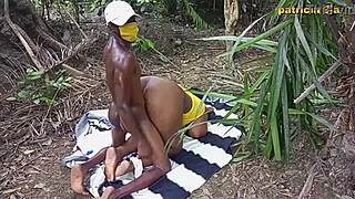 Outdoor chubby teen cums quick from deepthroat sucking