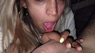 petite brunette gives amazing handjob under sheets