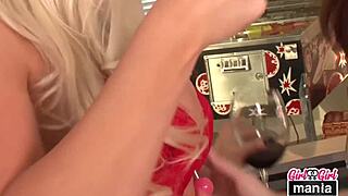 beautiful kinky pussy lover scarlett faye tongue fucks nikki phoenix in lingerie, bent over with big ass, tied up for intense orgasm