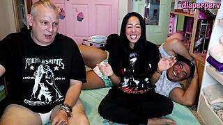 Answering detailed questions about sexy diaper fetish backstage