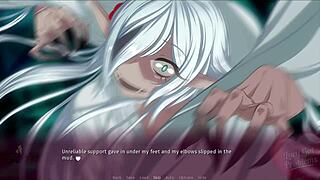 Lucy faces asian lesbian challenges with big tits and blonde hentai in part 5