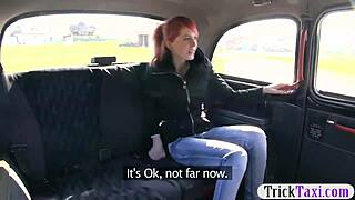 Nice red haired chickog with tiny tits gets boned in the car