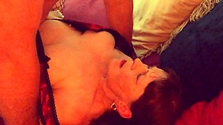 Mature granny in corset enjoys her orgasm moment with lingerie