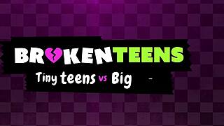 Petite teen takes rough anal and pussy fucking