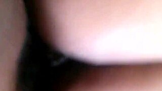 black chick with fat ass and pussy gets creamy on the dick, her curves contrasting the intense action