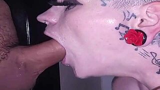 Lyrik Allure's tattooed gloryhole blowjob