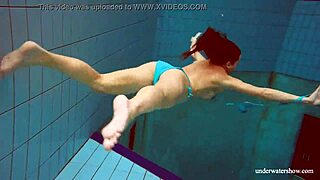 Big Tits Petite Babe Deniska Swims Underwater in the Pool