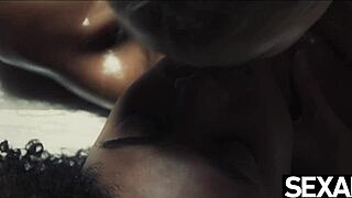 Black Beauty and Sexy Blonde Oil Up for Lesbian Fun