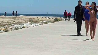 Nude Spanish beauty walked on beach?