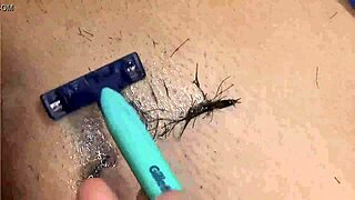 Shaved Pussy Contrasts with Hairy Body in Intimate Scene