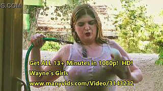 big girl riley cleans sliding door window