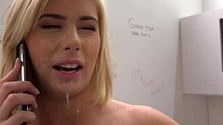 Blonde Teen 18+ Gives Blowjob To Big Cock, Gets Facial