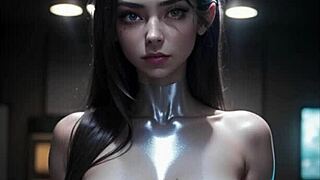 AI-generated teen sex: intimate women in draenei babes engage in bohemian activities on a futuristic background