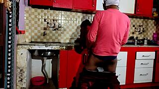 Sexy Indian girlfriend bangs hard in kitchen