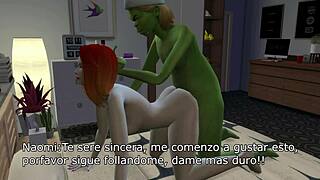 In a 3D cartoon ugly old man gets lucky