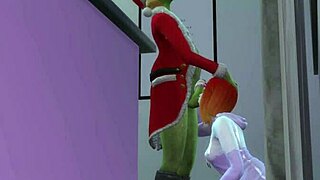 In a 3D cartoon ugly old man gets lucky