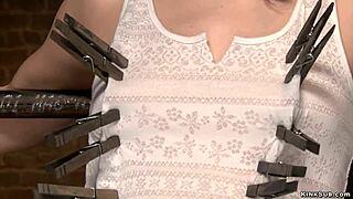 hairy pussy slave bound tight and fingered in bizarre setup