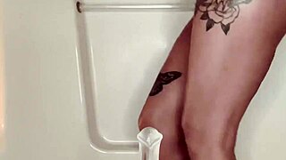 big booty latina rides dildo in bathtub trailer