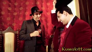 Creepy Threesome Unfolds in a Taxi with Two Babes