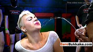 Short Haired Babe Handles Meaty Cocks In Orgy