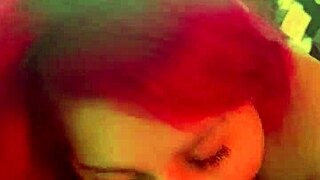 young wife gives sloppy blowjob with big tits