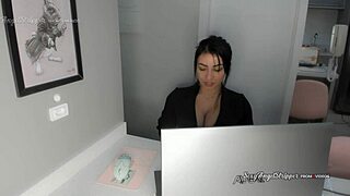 role play as sexy big boobs secretary giving boss handjob