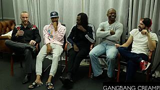 GangbangCreampie: Busty Blonde Takes on Multiple Hard Dicks