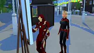 parodia hentai capitana marvel follada por iro man